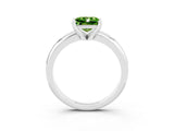 White gold Princess Cut Peridot Solitaire Engagement Ring with Round Band and Four-Prong Setting_3