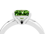 White gold Princess Cut Peridot Solitaire Engagement Ring with Round Band and Four-Prong Setting_4