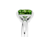 White gold Princess Cut Peridot Solitaire Engagement Ring with Round Band and Four-Prong Setting_5