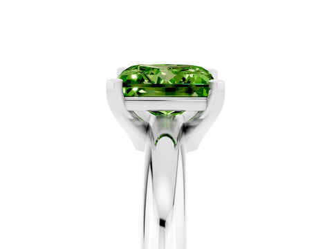 White gold Princess Cut Peridot Solitaire Engagement Ring with Round Band and Four-Prong Setting_5