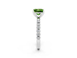 White gold Princess Cut Peridot Solitaire Pavé Band with Four-Prong Setting_2