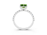 White gold Princess Cut Peridot Solitaire Pavé Band with Four-Prong Setting_3