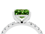 White gold Princess Cut Peridot Solitaire Pavé Band with Four-Prong Setting_4