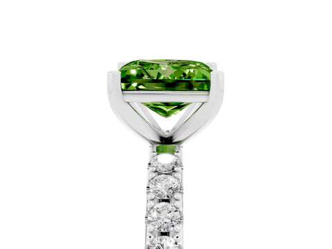 White gold Princess Cut Peridot Solitaire Pavé Band with Four-Prong Setting_5