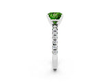 White gold Princess Cut Peridot Solitaire Pavé Engagement Ring with Round Band and Prong Setting_14
