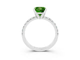 White gold Princess Cut Peridot Solitaire Pavé Engagement Ring with Round Band and Prong Setting_15