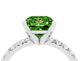 White gold Princess Cut Peridot Solitaire Pavé Engagement Ring with Round Band and Prong Setting_16