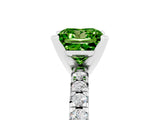 White gold Princess Cut Peridot Solitaire Pavé Engagement Ring with Round Band and Prong Setting_17