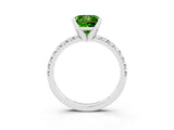White gold Princess Cut Peridot Solitaire Pavé Engagement Ring with Round Band and Prong Setting_81