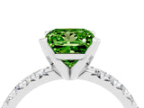 White gold Princess Cut Peridot Solitaire Pavé Engagement Ring with Round Band and Prong Setting_82