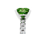 White gold Princess Cut Peridot Solitaire Pavé Engagement Ring with Round Band and Prong Setting_83