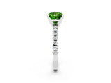 White gold Princess Cut Peridot Solitaire Pavé Engagement Ring with Round Band and Prong Setting_92