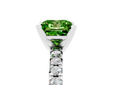 White gold Princess Cut Peridot Solitaire Pavé Engagement Ring with Round Band and Prong Setting_95