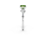 White gold Princess Cut Peridot Solitaire Ring with Crossover Gallery and Round  Pavé Band_14
