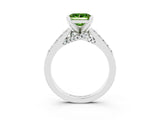 White gold Princess Cut Peridot Solitaire Ring with Crossover Gallery and Round  Pavé Band_15