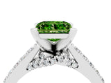 White gold Princess Cut Peridot Solitaire Ring with Crossover Gallery and Round  Pavé Band_16