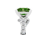 White gold Princess Cut Peridot Solitaire Ring with Crossover Gallery and Round  Pavé Band_17