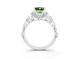 White gold Princess Cut Peridot Solitaire Ring with Filigree Band and Four-Prong Setting_27