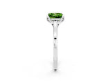 White gold Princess Cut Peridot Solitaire Ring with Flower Prong Setting and Classic Band_14