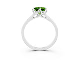 White gold Princess Cut Peridot Solitaire Ring with Flower Prong Setting and Classic Band_15