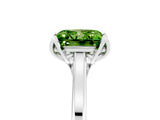 White gold Princess Cut Peridot Solitaire Ring with Flower Prong Setting and Classic Band_17