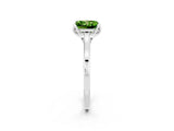 White gold Princess Cut Peridot Solitaire Ring with Flower Prong Setting and Classic Band_29