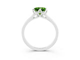 White gold Princess Cut Peridot Solitaire Ring with Flower Prong Setting and Classic Band_30