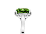 White gold Princess Cut Peridot Solitaire Ring with Flower Prong Setting and Classic Band_32