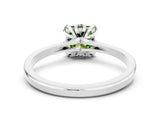 White gold Princess Cut Peridot Solitaire Ring with Flower Prong Setting and Classic Band_65