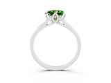 White gold Princess Cut Peridot Solitaire Ring with Flower Prong Setting and Classic Band_68