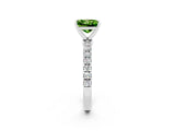 White gold Princess Cut Peridot Solitaire Ring with Pavé Accents and Four-Prong Setting_2