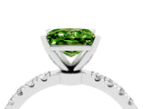 White gold Princess Cut Peridot Solitaire Ring with Pavé Accents and Four-Prong Setting_4