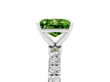 White gold Princess Cut Peridot Solitaire Ring with Pavé Accents and Four-Prong Setting_5