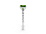White gold Princess Cut Peridot Solitaire Ring with Pavé Band and Four-Prong Setting_26