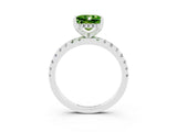 White gold Princess Cut Peridot Solitaire Ring with Pavé Band and Four-Prong Setting_27