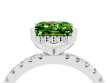 White gold Princess Cut Peridot Solitaire Ring with Pavé Band and Four-Prong Setting_28