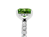 White gold Princess Cut Peridot Solitaire Ring with Pavé Band and Four-Prong Setting_29