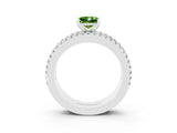 White gold Princess Cut Peridot Solitaire Ring with Pavé and Channel Set Band_15