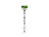 White gold Princess Cut Peridot Solitaire Ring with Pave Band and Four Prong Setting_14