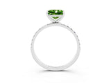 White gold Princess Cut Peridot Solitaire Ring with Pave Band and Four Prong Setting_15