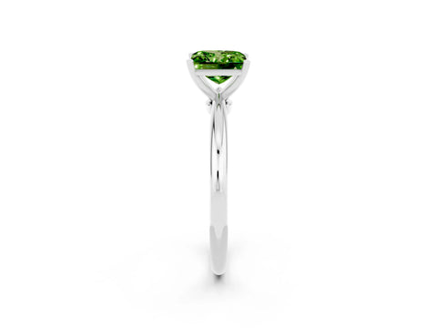 White gold Princess Cut Peridot Solitaire Ring with Six-Prong Setting and Classic Band_26