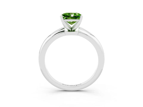 White gold Princess Cut Peridot Solitaire Ring with Six-Prong Setting and Classic Band_27