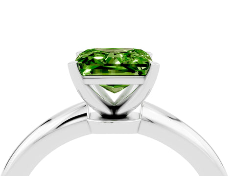 White gold Princess Cut Peridot Solitaire Ring with Six-Prong Setting and Classic Band_28