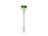 White gold Princess Cut Peridot Solitaire Ring with Thin Band and Four-Prong Setting_14