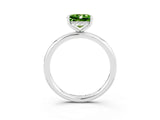 White gold Princess Cut Peridot Solitaire Ring with Thin Band and Four-Prong Setting_15