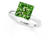 White gold Princess Cut Peridot Solitaire Ring with Thin Band and Prong Setting_13
