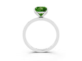 White gold Princess Cut Peridot Solitaire Ring with Thin Band and Prong Setting_15