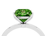 White gold Princess Cut Peridot Solitaire Ring with Thin Band and Prong Setting_16
