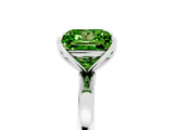 White gold Princess Cut Peridot Solitaire Ring with Thin Band and Prong Setting_17