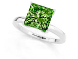 White gold Princess Cut Peridot Solitaire Ring with Thin Band and Prong Setting_37